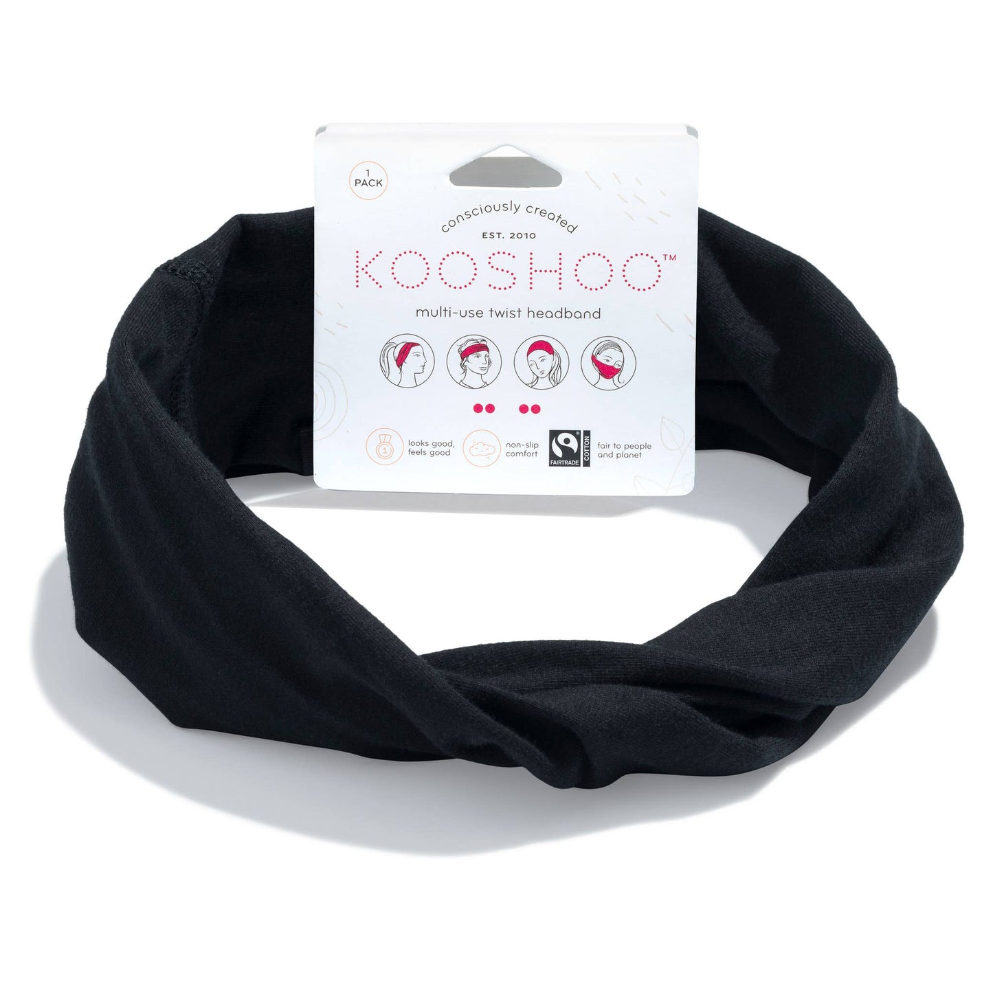 Multi-Use, Organic Cotton Twist Headband - Jet Black