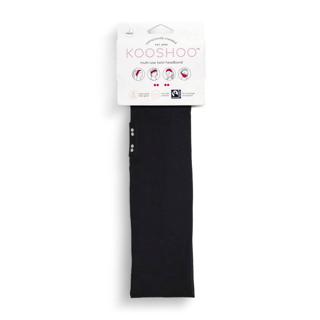 Multi-Use, Organic Cotton Twist Headband - Jet Black