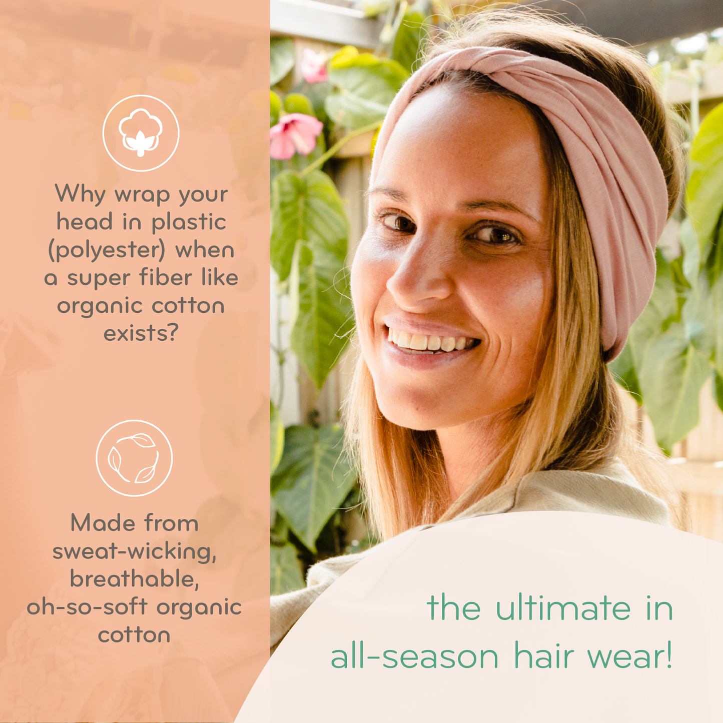 Multi-Use, Organic Cotton Twist Headband - Jet Black