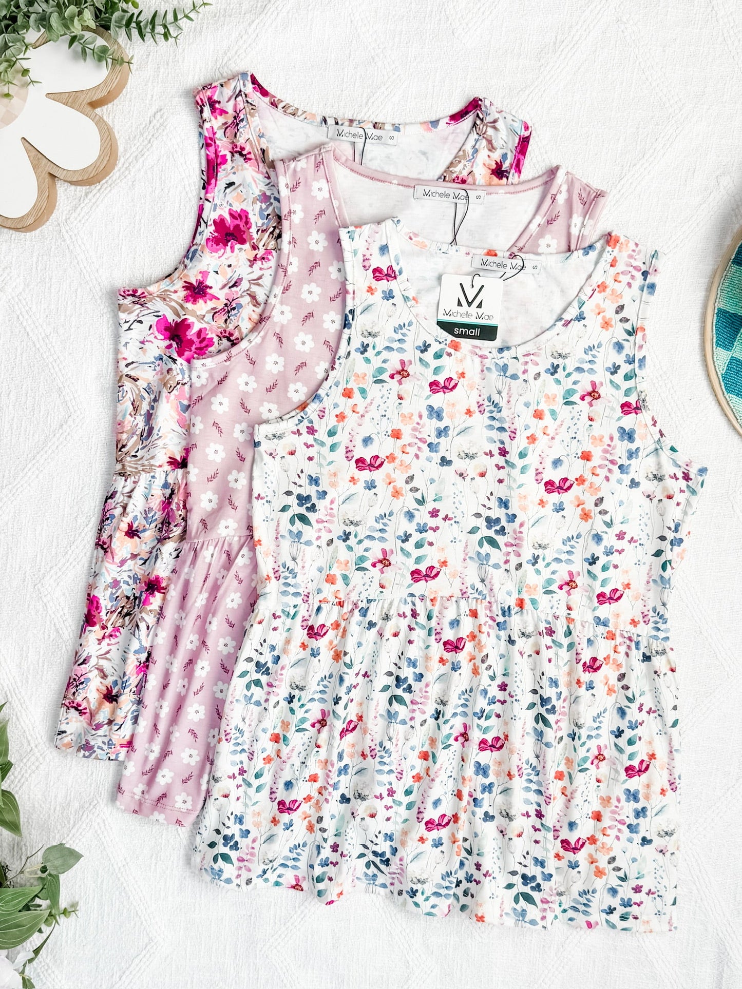 IN STOCK Renee Ruffle Tank Top - Pearl Pink Floral FINAL SALE