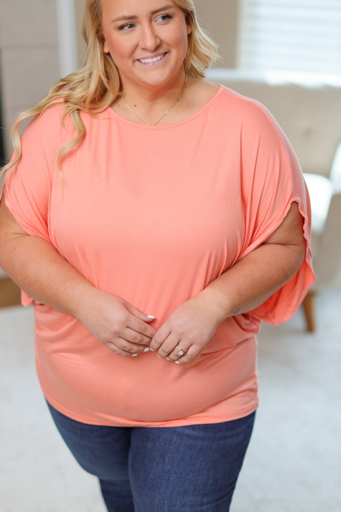 IN STOCK Darcy Dolman Top - Coral FINAL SALE