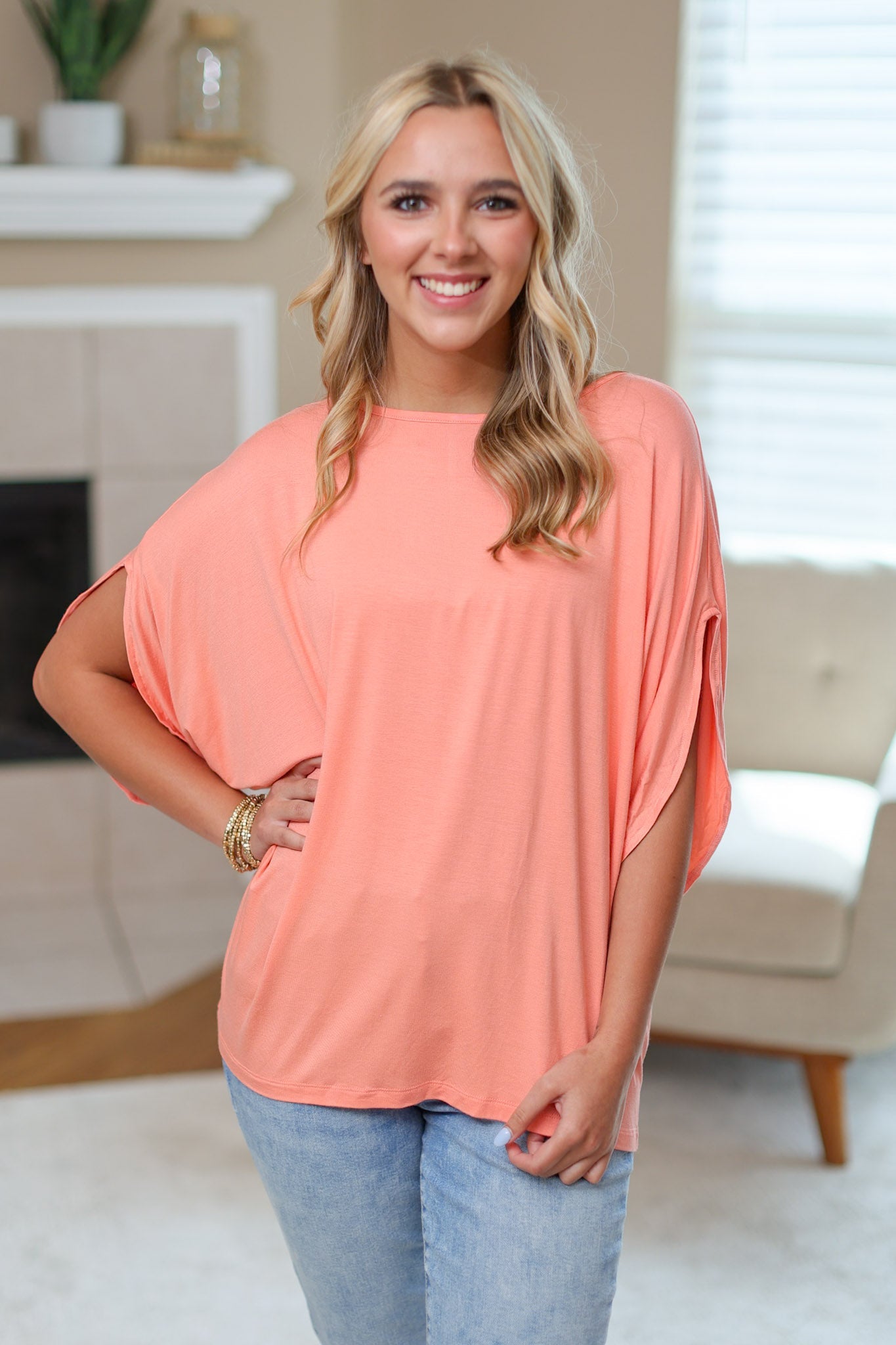 IN STOCK Darcy Dolman Top - Coral FINAL SALE