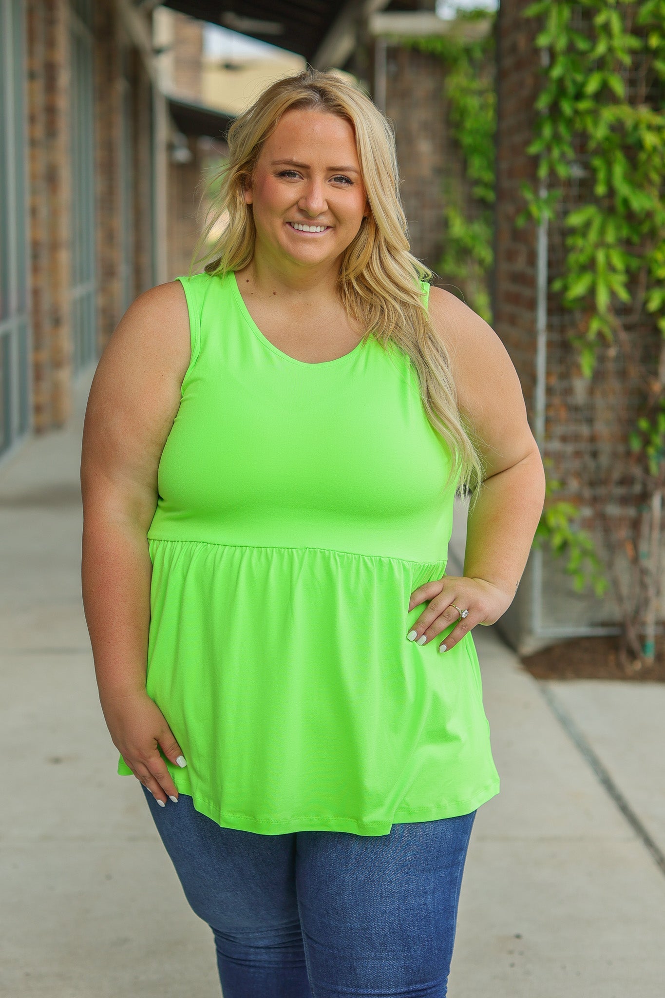 IN STOCK Renee Ruffle Tank - Neon Green  | Women's Sleeveless Top FINAL SALE