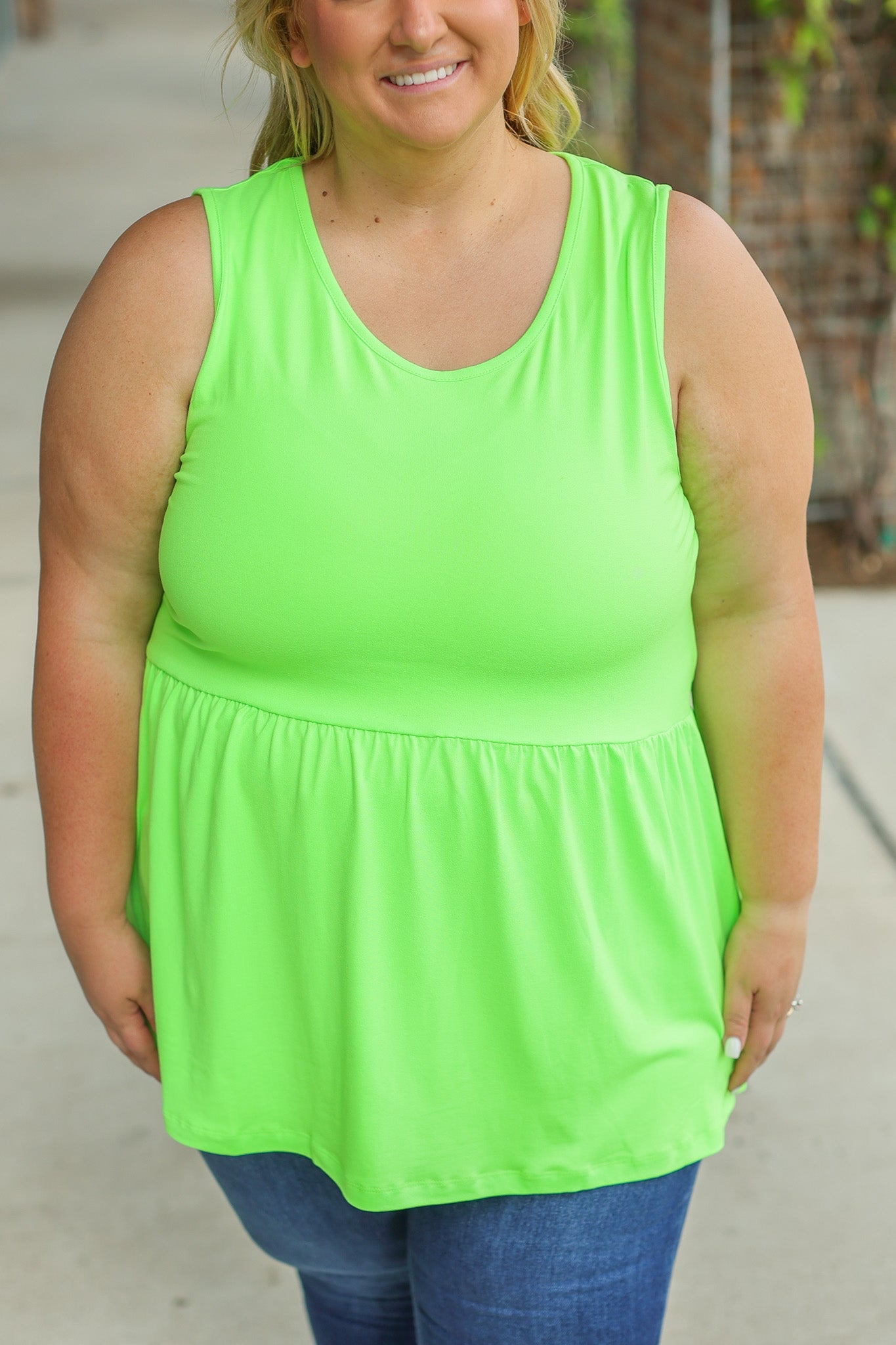 IN STOCK Renee Ruffle Tank - Neon Green  | Women's Sleeveless Top FINAL SALE