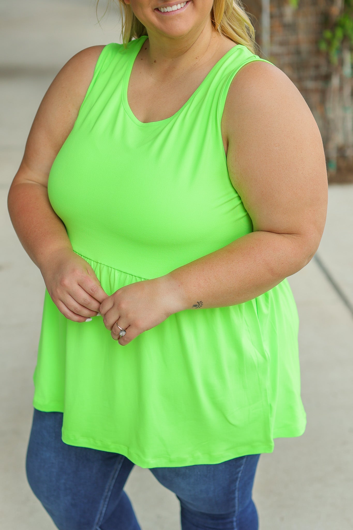 IN STOCK Renee Ruffle Tank - Neon Green  | Women's Sleeveless Top FINAL SALE
