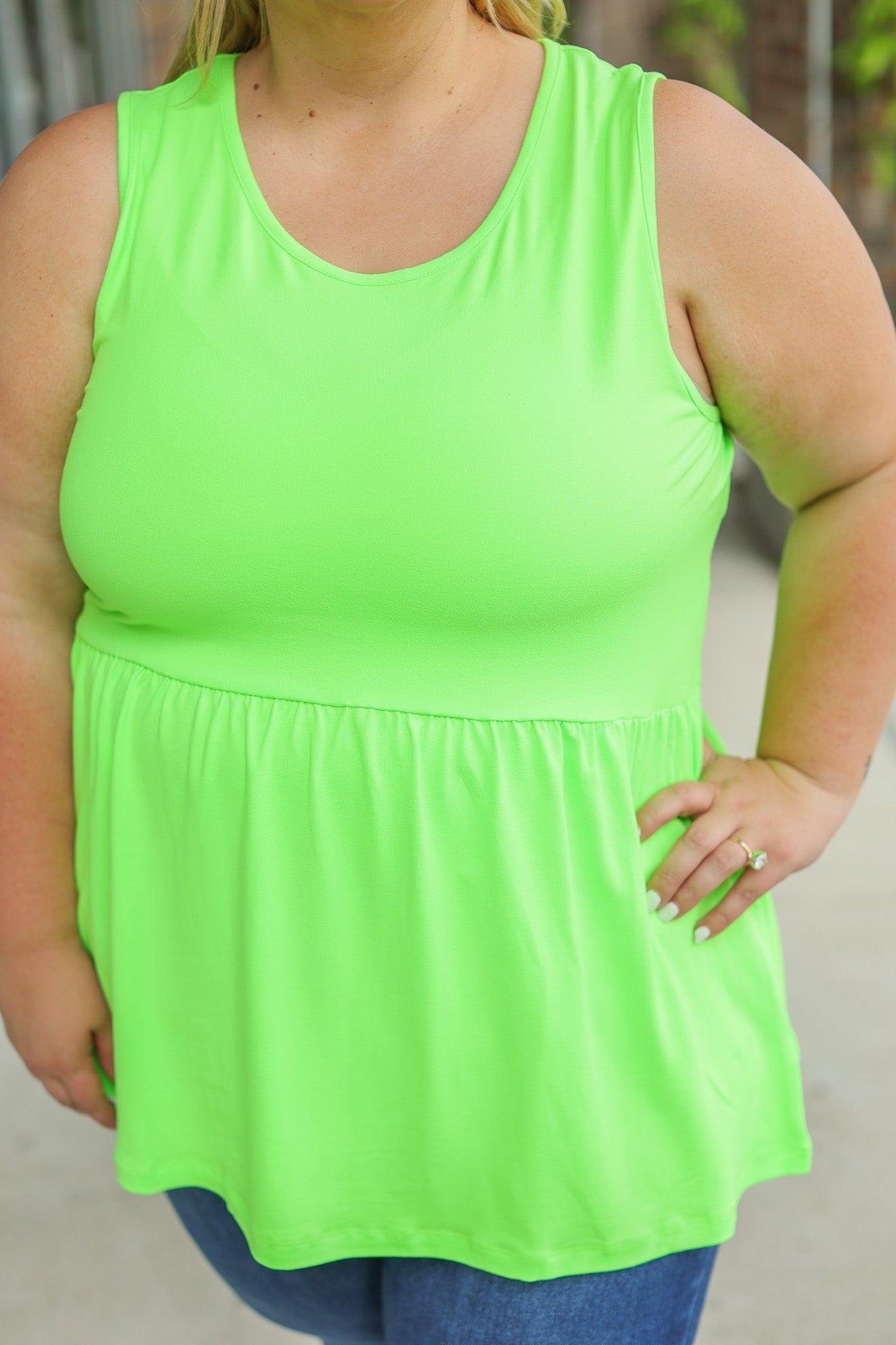 IN STOCK Renee Ruffle Tank - Neon Green  | Women's Sleeveless Top FINAL SALE