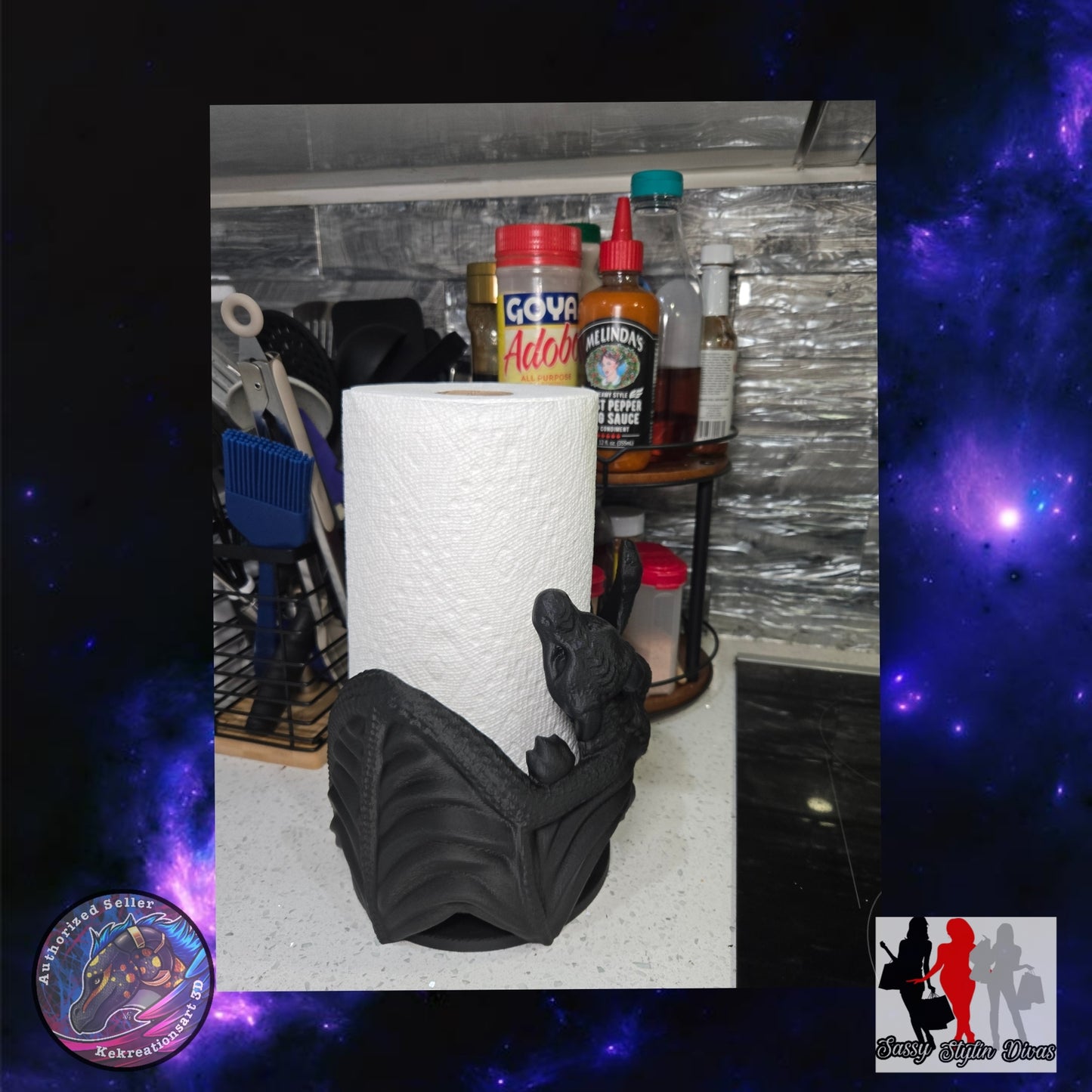 Dragon Paper Towel Holder | Fierce Fantasy Kitchen Decor | 3D Printed Gothic Dragon Claw