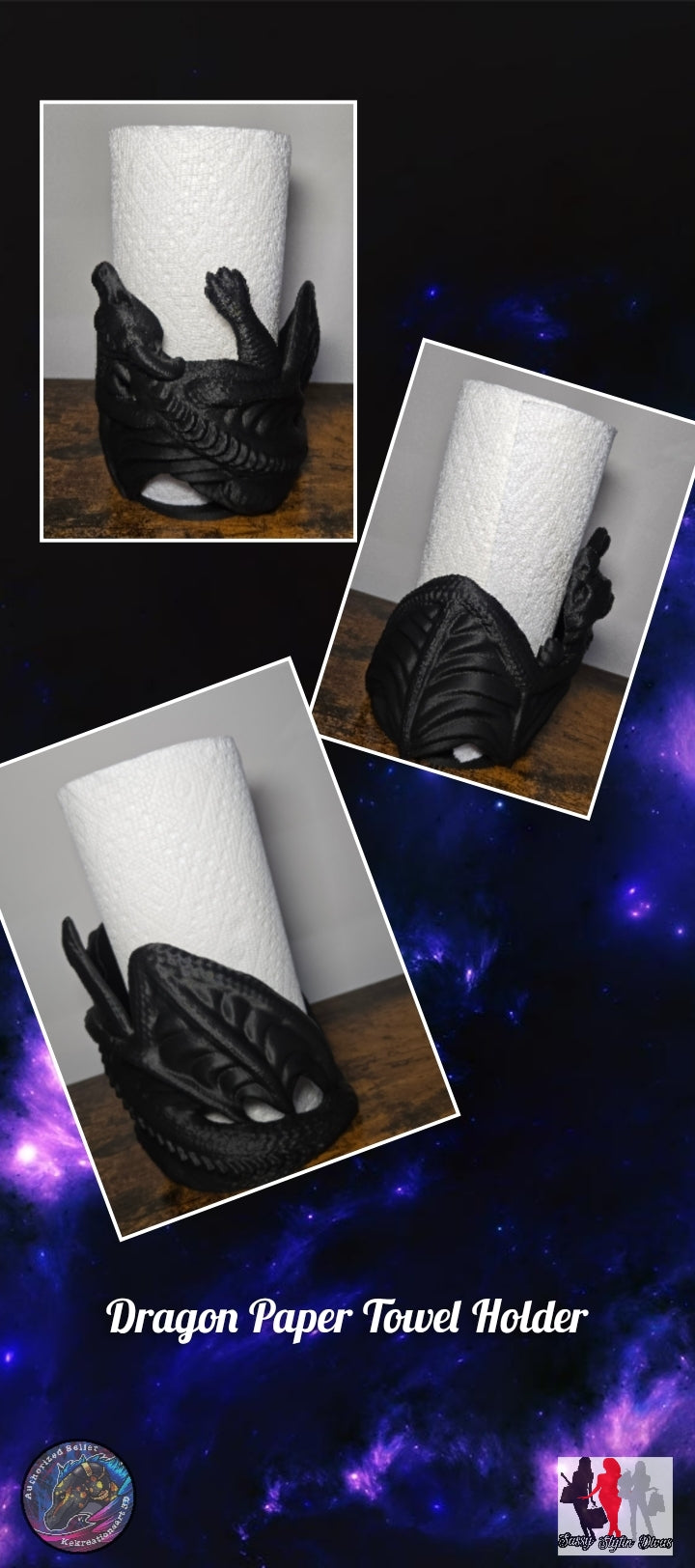 Dragon Paper Towel Holder | Fierce Fantasy Kitchen Decor | 3D Printed Gothic Dragon Claw