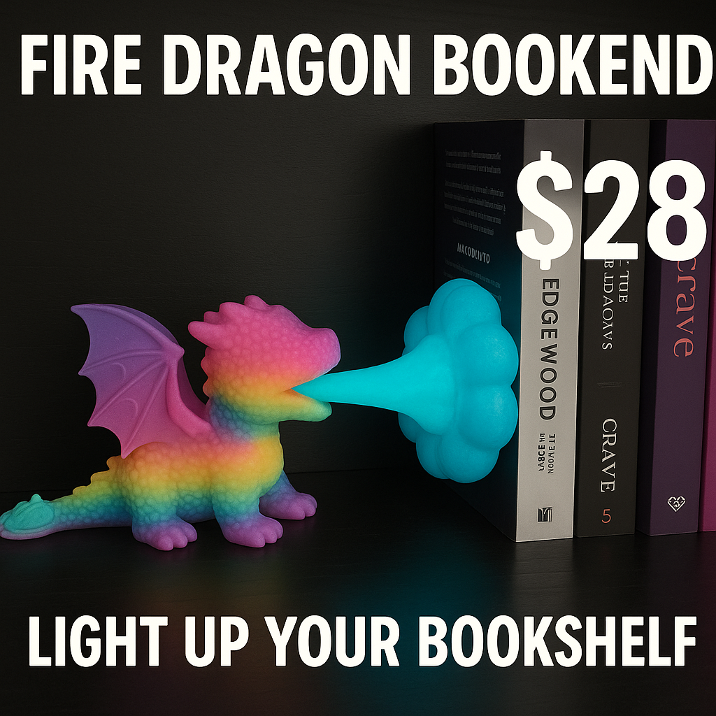 Fire Dragon Bookend – Glow-in-the-Dark Magic!
