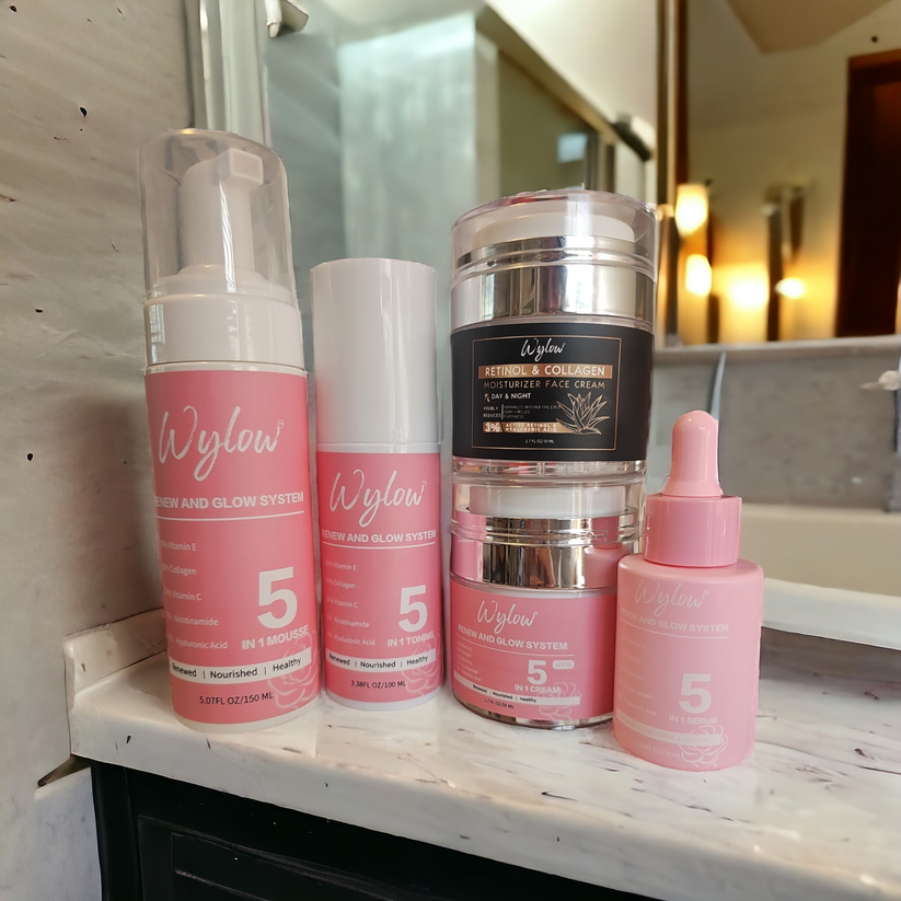 Wylow Beauty  RENEW & GLOW FULL SIZE Skincare Set (5 Piece) *Anti-Aging, All Skin Types*