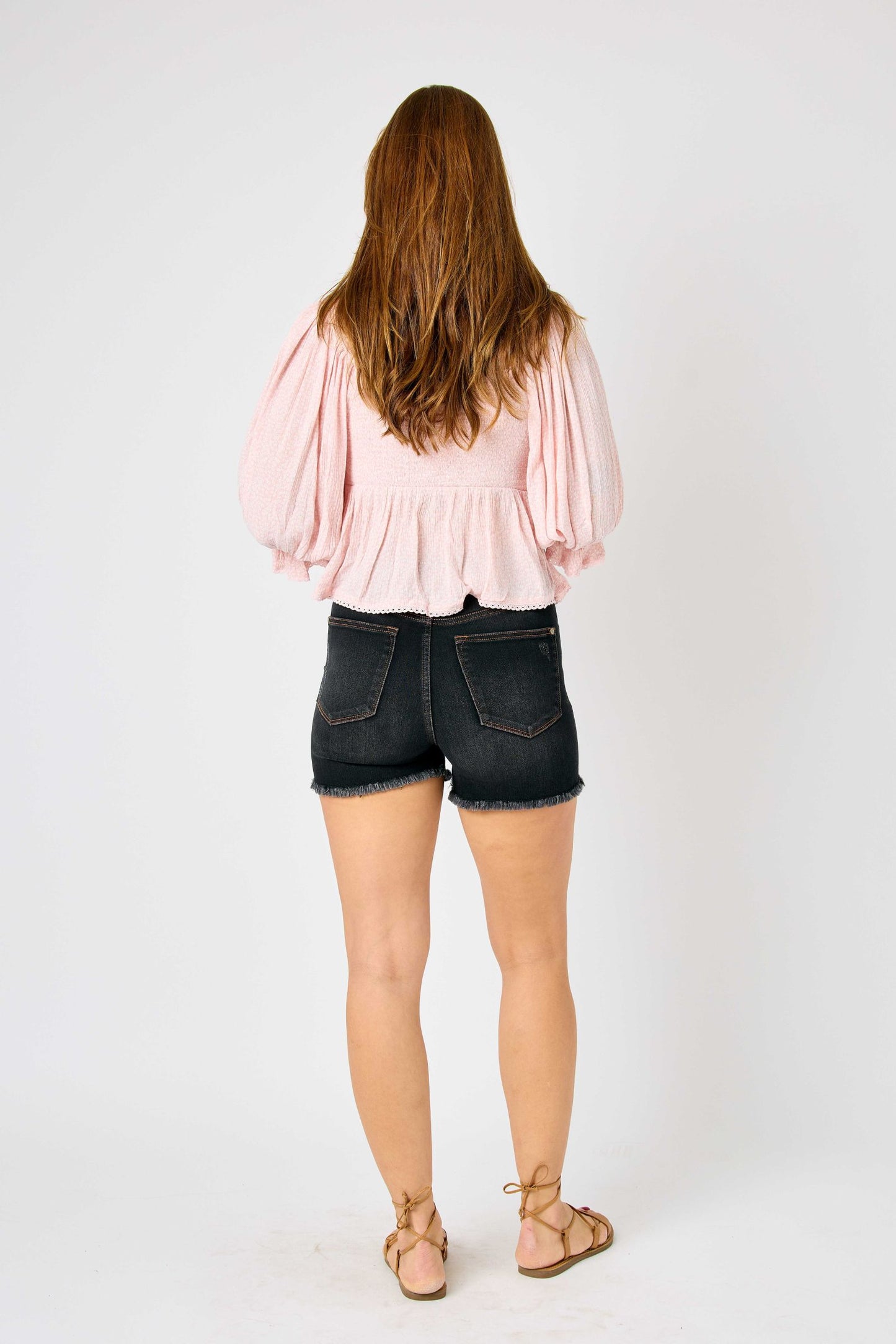 Ember High Rise Control Top Fray Hem Shorts